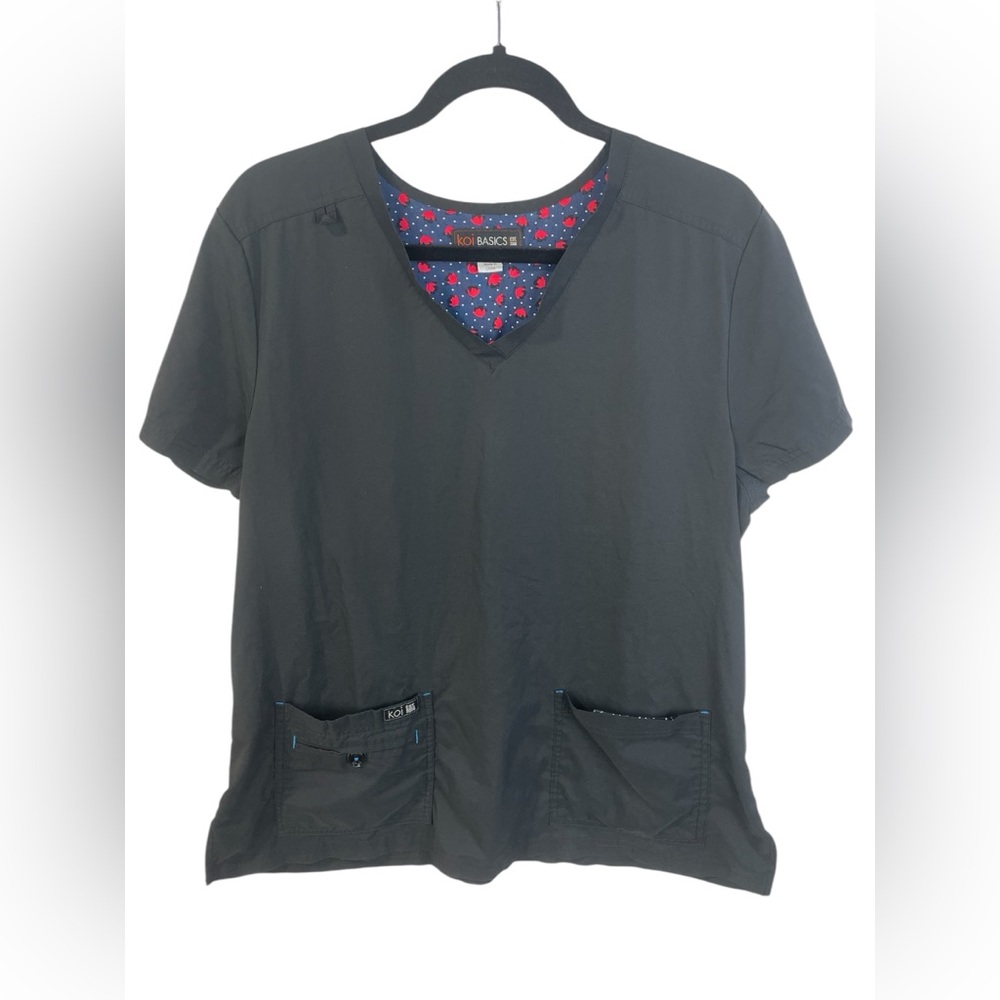 Koi Basics Medical Scrub V-Neck Black Top XL Women’s GUC - Picture 3 of 16